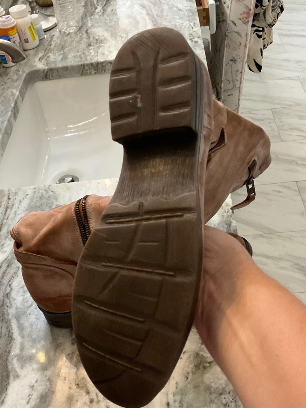 ROAN Women’s Brown Leather Boots with Buckle Detail - Picture 3 of 5